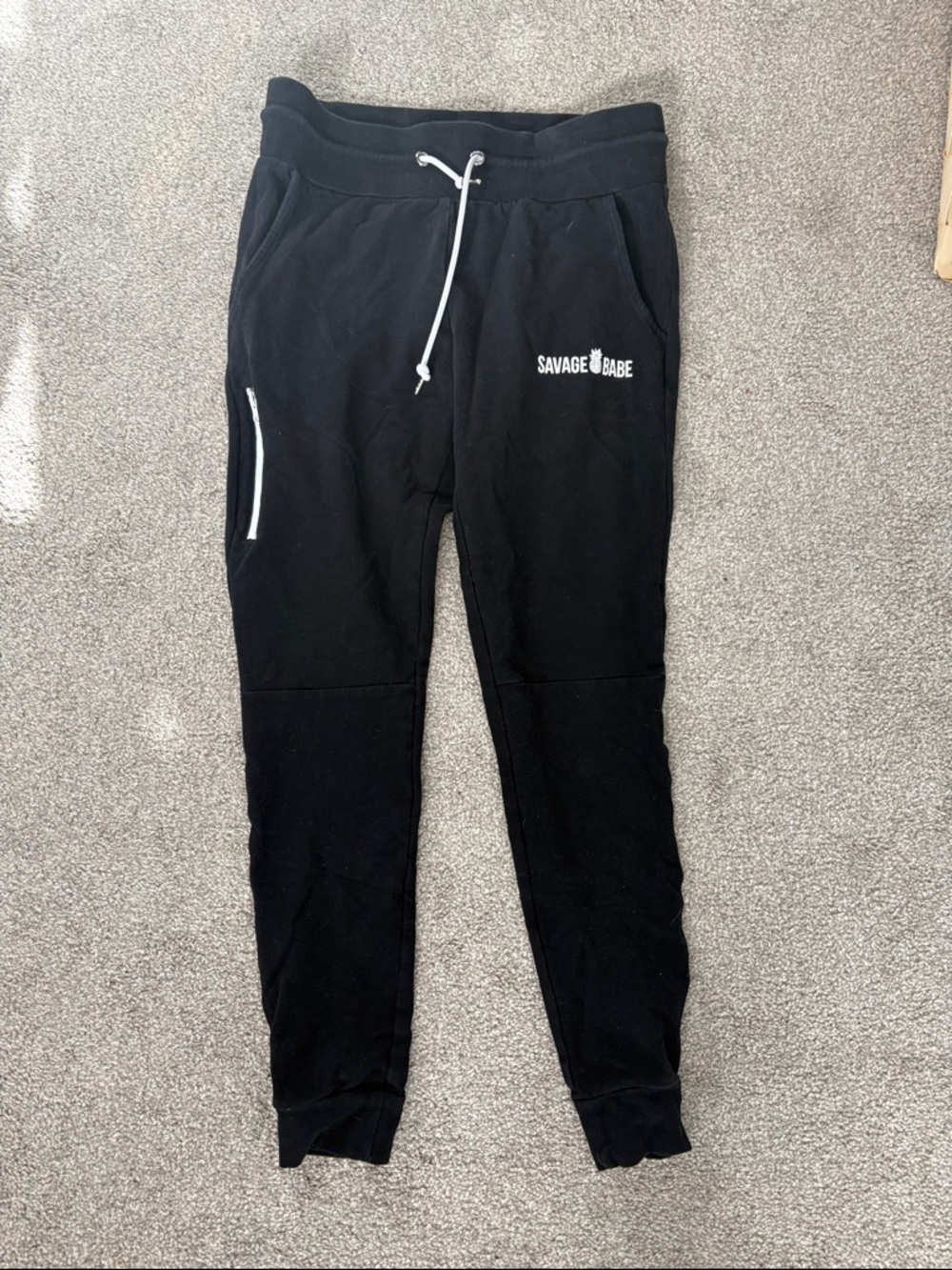 Salvage Black 'Savage Babe' Logo Joggers with White Drawstring